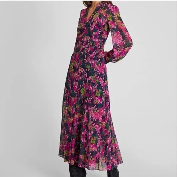 Club Monaco Pink/green Floral print maxi dress, 00. GD1141 - Picture 4 of 11